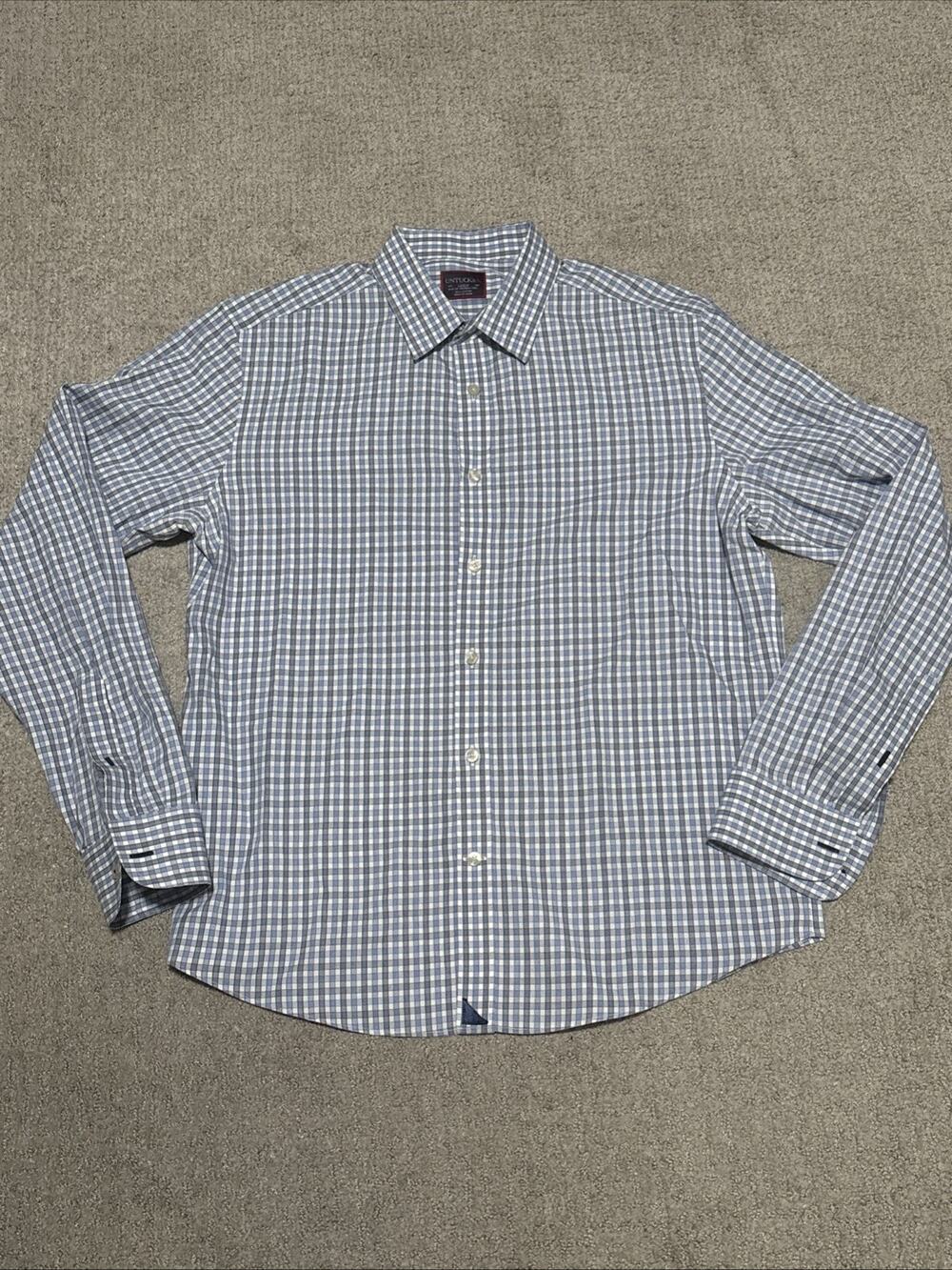 UNTUCKit Durif Wrinkle-Free Blue Plaid Shirt Size Large Slim Fit